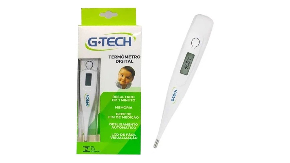 O termômetro G-Tech Digital é ideal para quem busca praticidade no cuidado com a saúde de bebês e crianças  — Foto: Reprodução/Amazon