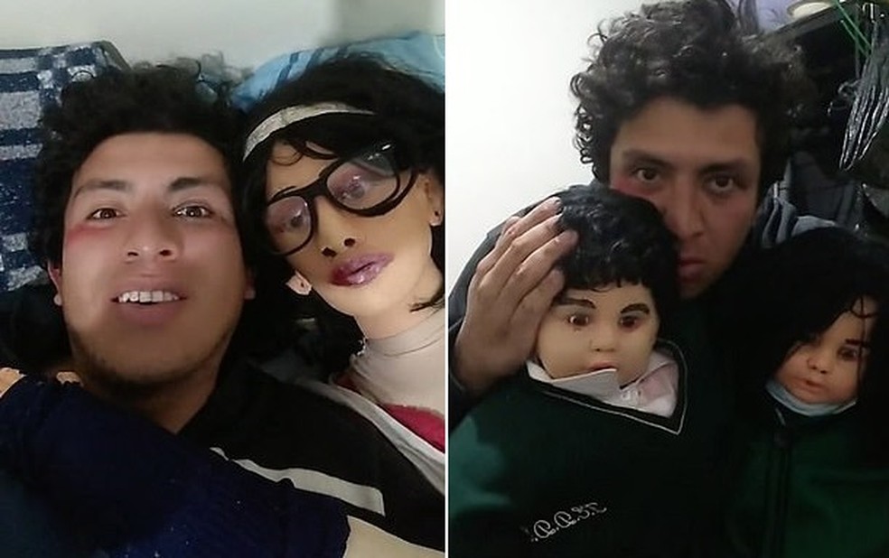 Colombiano compartilha rotina com a família de bonecos — Foto: Reprodução/Daily Mail