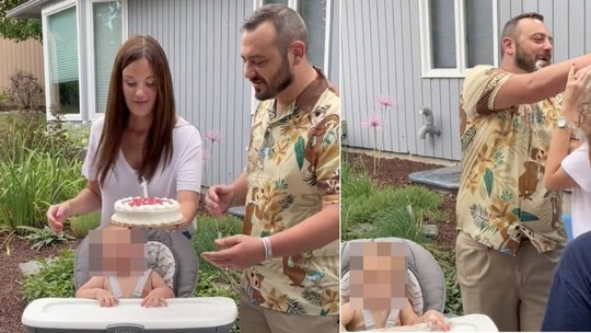 Pai é criticado por fazer pegadinha com a esposa em primeiro aniversário do filho 