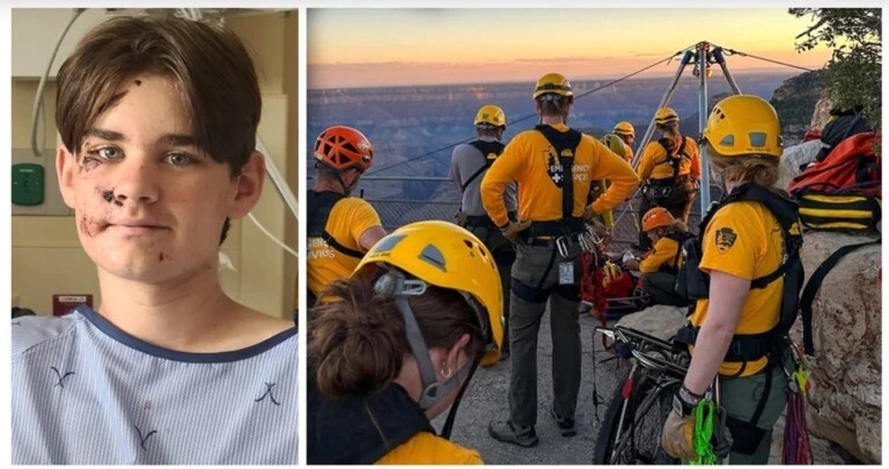 O menino de 14 anos sobreviveu a queda no Grand Canyon — Foto: Reprodução/ KPNX