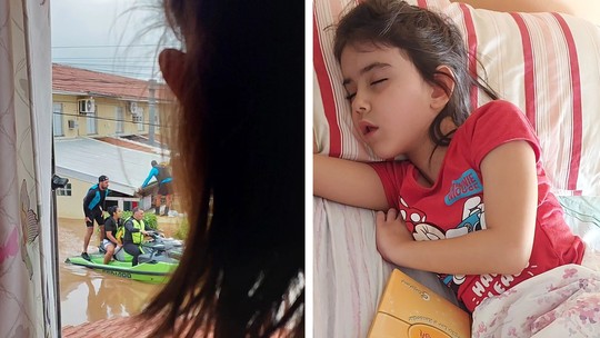 Pais de menina autista de 6 anos relatam crise de choro após resgate em enchente no RS: "Saudade de casa"