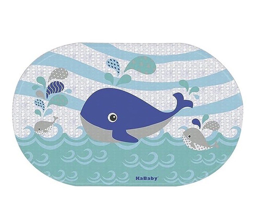 Tapete para banheiro Baleia Azul KaBaby é dobrável — Foto: Reprodução/Amazon