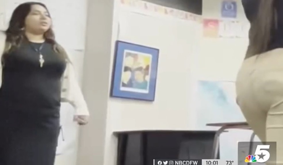 Professora incentiva briga de alunos em sala de aula  — Foto: Reprodução NBC