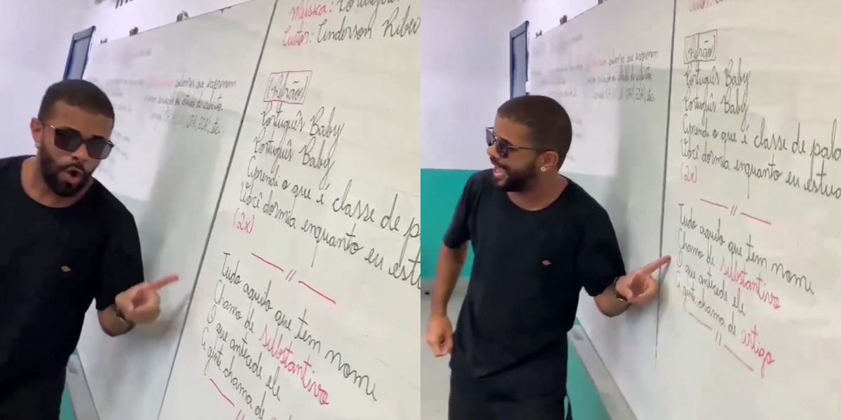 Professor viraliza ao usar paródia de funk para ensinar português a crianças