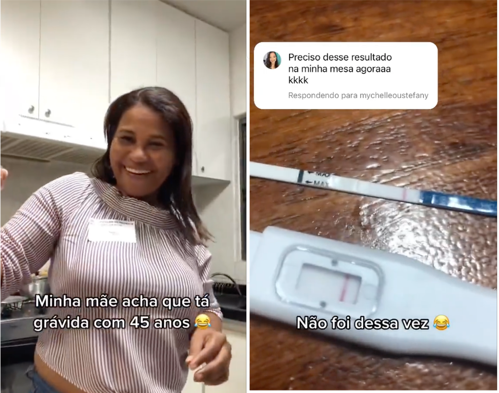 Maria José, 45, viralizou graças a um vídeo em que aparece fazendo um teste de gravidez, aos 45 anos — Foto: Reprodução/Instagram