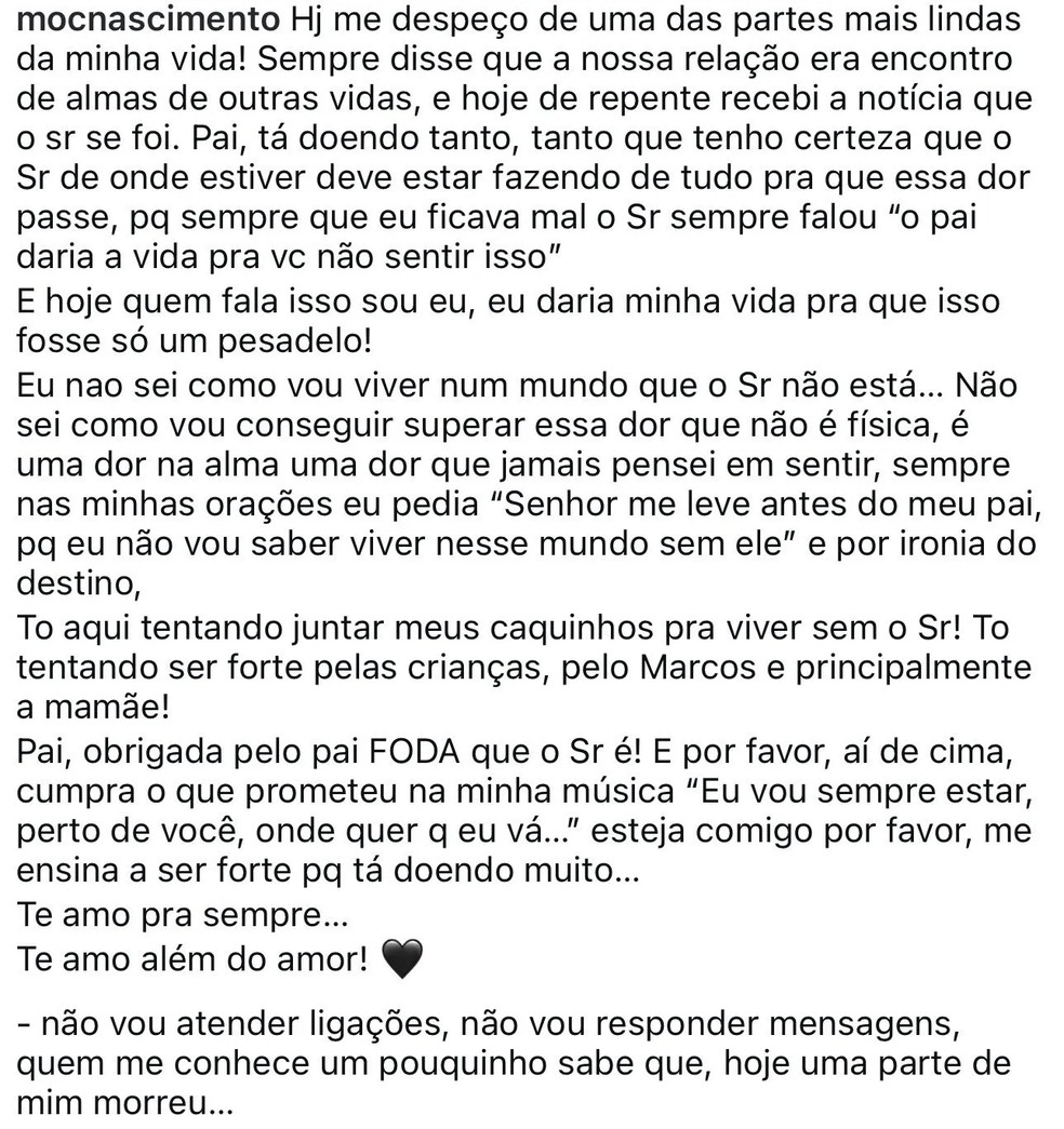Publicação de Mônica — Foto: Reprodução/Instagram