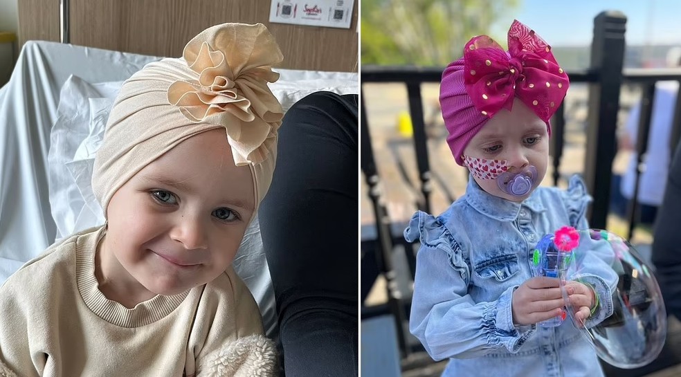 A pequena Ella foi e voltou do hospital por três anos, até descobrirem que ela tinha câncer — Foto: Reprodução/ Daily Mail