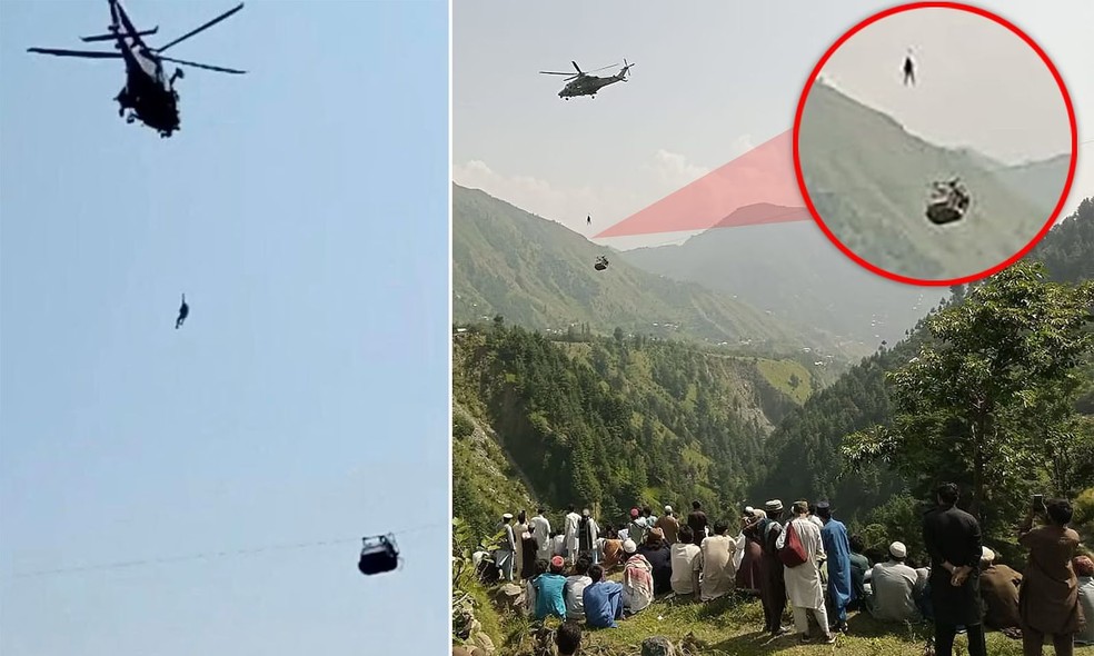 Crianças tiveram que ser resgatadas de helicóptero — Foto: Reprodução Daily Mail