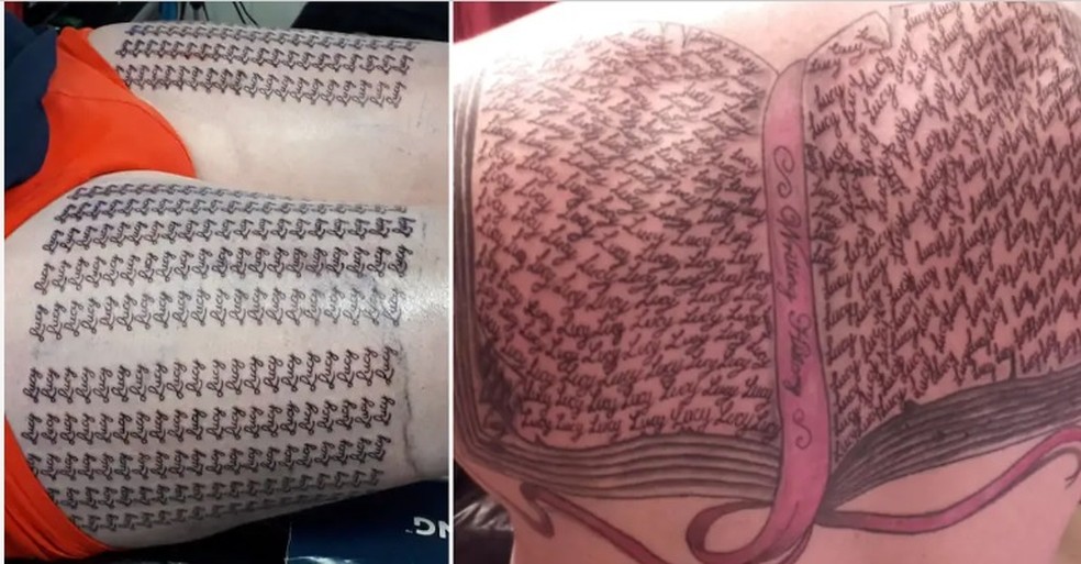 Pai tem 667 tatuagens com o nome da filha — Foto: Reprodução Guinness World Records