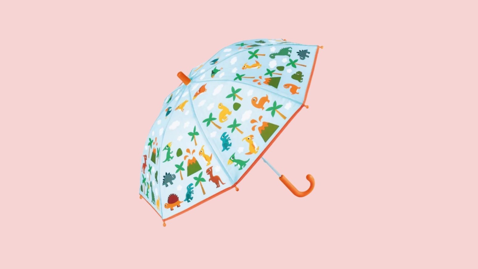 Adaptado para o tamanho das crianças, o guarda-chuva tem sistema de segurança para que possa abrir e fechar sem apertar os dedos | mimootoys.com.br | R$116,10 | Mede 68 x 55 cm