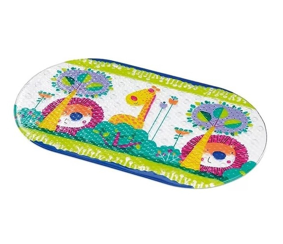 Tapete para Banho Safe Bath Multikids Baby tem estampa de animais coloridos — Foto: Reprodução/Amazon