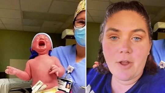 Mãe de bebê que nasceu com 5,5 kg diz que "ainda sente dor por carregá-lo" 