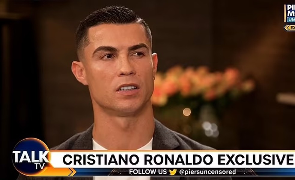 Cristiano Ronaldo falou da perda do filho, em entrevista a jornalista britânico — Foto: Reprodução/ Youtube