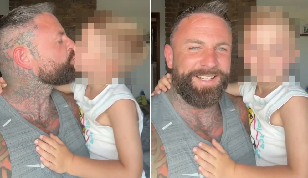 Pai é criticado por dar selinho no filho — Foto: Reprodução The Sun 