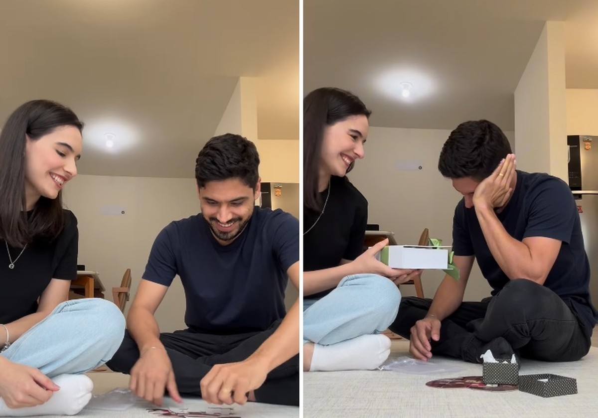 Jovem de SC anuncia gravidez para o marido de forma criativa e viraliza; assista