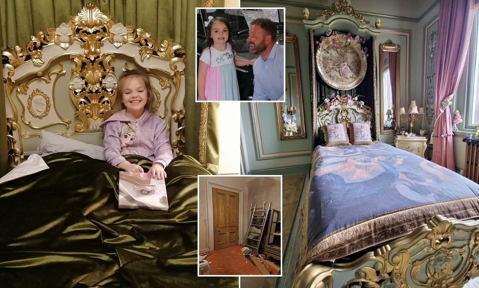 Robert criou um quarto temático da Bela e a Fera para a neta — Foto: Reprodução Daily Mail