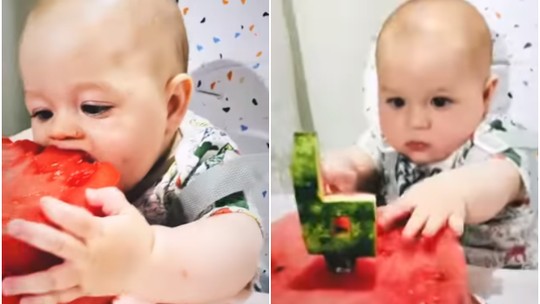 Mãe viraliza ao transformar melancia em “bolo” para comemorar seis meses do filho 