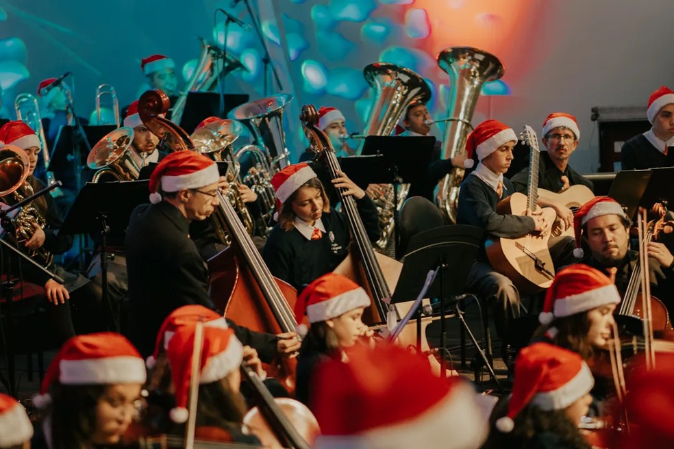 Apresentação de orquestra de Natal, em Campos do Jordão (SP) — Foto: Reprodução/Fundação Lia Maria Aguiar